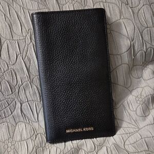 Michael Kors Black Leather Wallet with Gold Accents